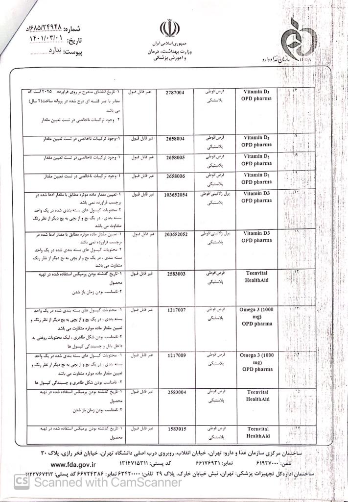 ارسال نتایج آزمایشگاهی نمونه های تولید شده در شرکت امید پارسینا دماوند